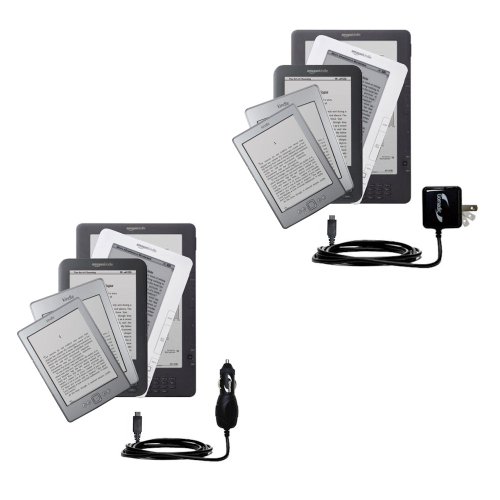 Essential Kit for the Amazon Kindle / DX / Touch / Keyboard (WiFi and 3G) includes a Car and Wall Charger