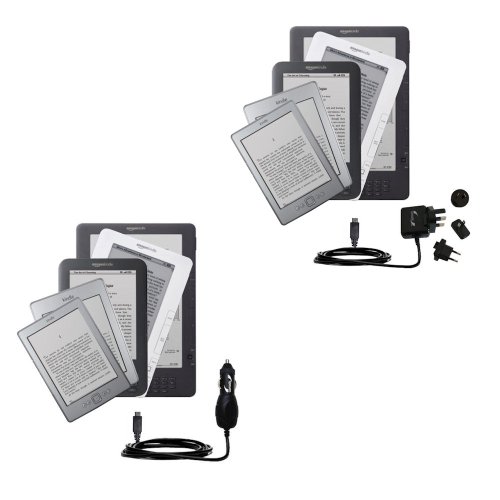 International Essential Kit for the Amazon Kindle / DX / Touch / Keyboard (WiFi and 3G) includes a Car and International Home Charger w/ TipExchange Technology