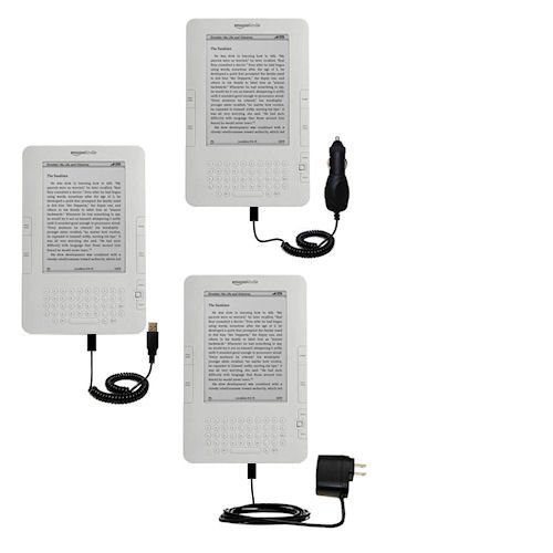 Deluxe Kit for the Amazon Kindle 2nd & Latest Generation / Kindle DX ( aka Wi-Fi Free 3G 6in. 9.7in. ) includes a USB cable with Car and Wall Charger – uses Gomadic TipExchange Technology