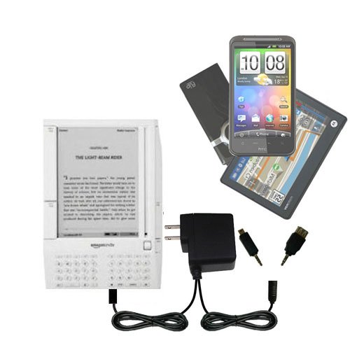 Double Wall Home Charger with tips including a tip for the Amazon Kindle (1st Generation) – uses Gomadic TipExchange Technology