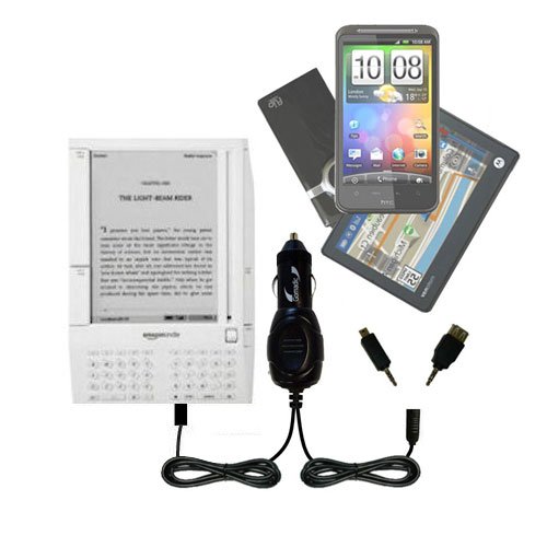 Double Car Charger with tips including a tip for the Amazon Kindle (1st Generation) – uses Gomadic TipExchange Technology